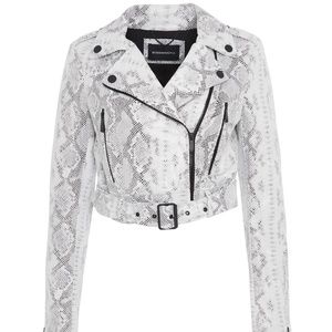 NWT BCBGMAXAZRIA Melanie Moto Snakeskin Leather Jacket
